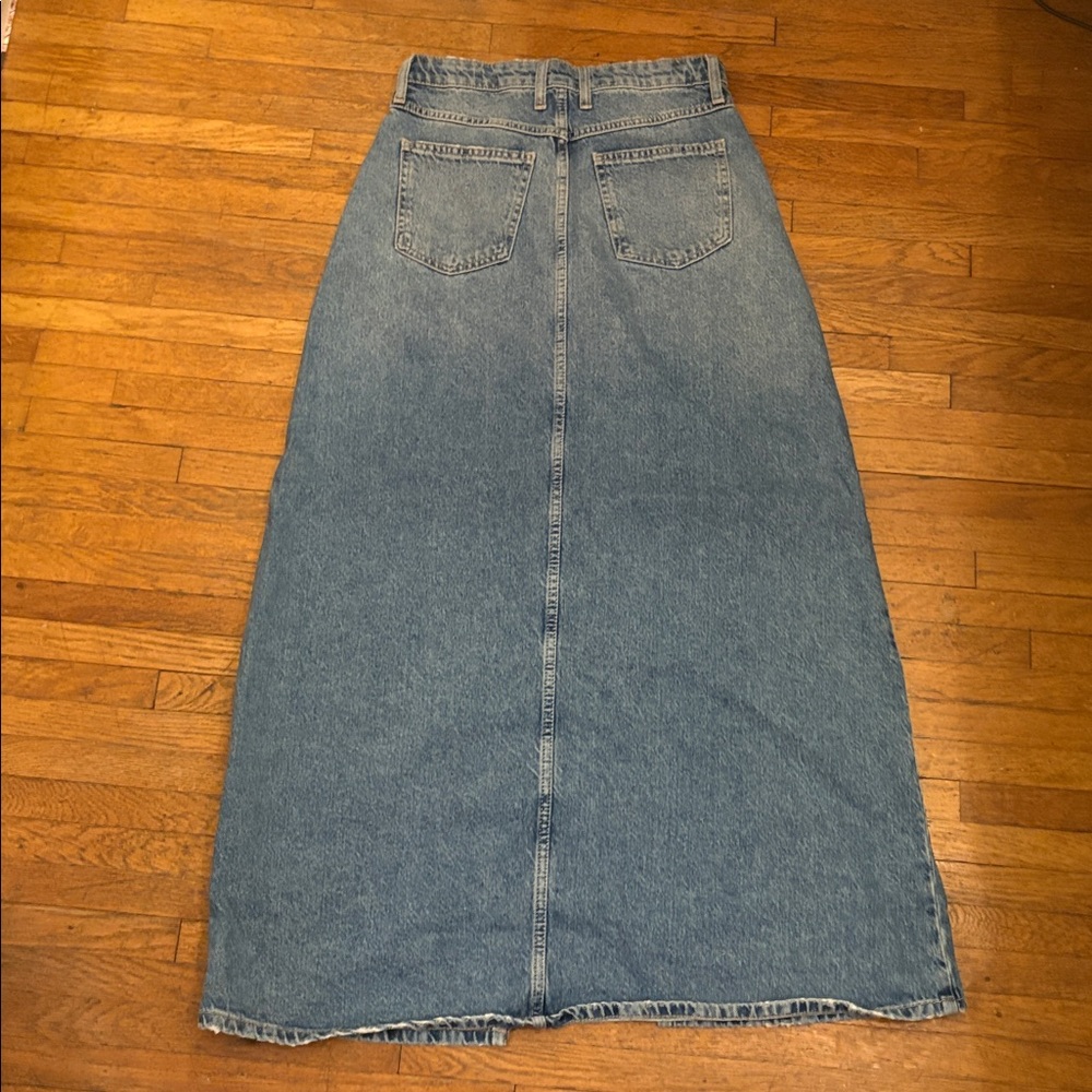 💎NWOT💎 We the Free Come as You Are Denim Maxi Skirt w Slit - Picture 7 of 8